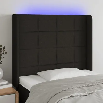 Produktbild von The Living Store LED Kopfteil Schwarz 93x16x118/128 cm Stoff