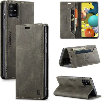 Produktbild von Galaxy A51 Brieftasche Hülle, Retro Kunstledertasche Stand Schutzhülle für Samsung Galaxy A51 Kupfer