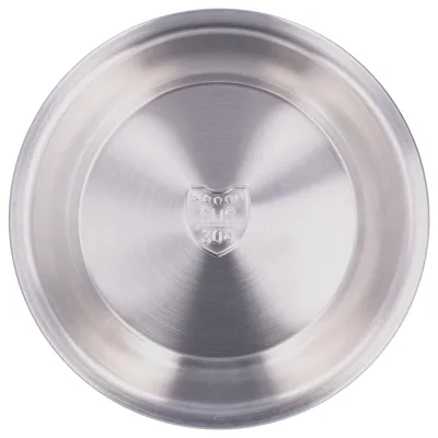 Produktbild von Edelstahlplatte 304, lebensmittelechtes Material, abgerundete tiefe Schale zum Essen, 18 cm
