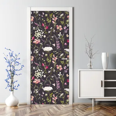 Produktbild von Dekorative Türposter Aufkleber selbstklebend Klebefolie Abnehmbarerdeko botanische Blüten 85 x 200 cm