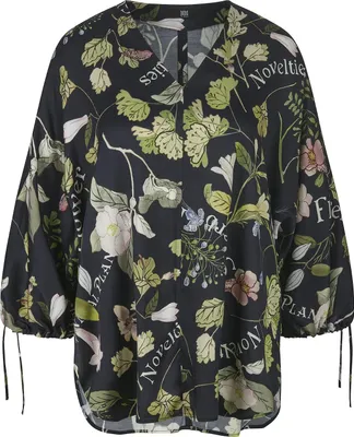 Produktbild von Riani Bluse mit Botanischem Print, weiten Ärmeln und Bindeband, lässig geschnitten