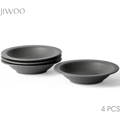 Produktbild von Tief Teller set 4er Ø21,3 cm Keramik Suppenteller Speiseteller Salatteller Set für 4 Personen Matt-Glasur Mikrowellen- und Spülmaschinenfest