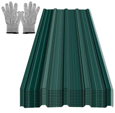 Immagine prodotto di Ikodm, pannelli per tetto in lamiera grecata, colore verde, 129x46 cm, lamiera zincata per tetti di capannoni, carport e capannette