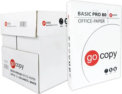 Produktbild von go copy BASIC PRO – DIN A4, 70g/m², CIE 160, PEFC, zertifziert, 2500 Blatt