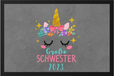 Produktbild von Große Schwester 2023 Fußmatte Einhorn Schwangerschaft Verkündung Geburt Big Sister Süßes Geschenk