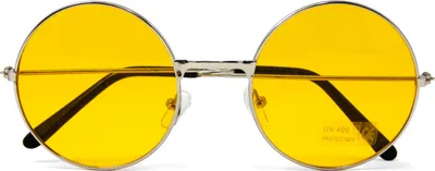 Produktbild von Oblique Unique Hippie Brille Retro Sonnenbrille Herren Damen 60er 70er Jahre Party Fasching Karneval - gelb