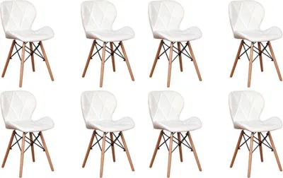 Produktbild von Happyment Moderne Esszimmerstühle – Weiß – 8er Set – Kuipstühle – Sitzhöhe 38cm – Wohnzimmer- und Küchenstühle