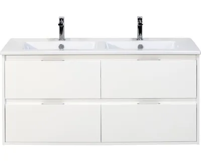 Produktbild von Doppelwaschbecken mit Unterschrank Sanox PORTO BxHxT 121x57x51 cm Frontfarbe weiss 84719601