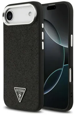 Zdjęcie produktu dla Etui Guess Glitter Triangle Logo MagSafe do iPhone 17 Air - czarne