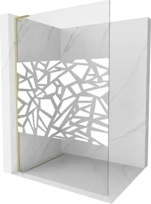 Produktbild von Mexen Kioto L Duschwand Walk-in 110 x 200 cm, weißes Muster, gebürstetes Gold - 800-110-103-55-85