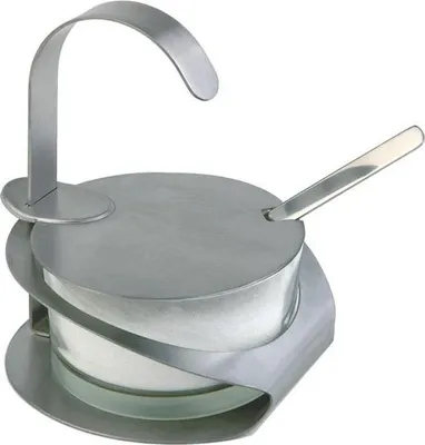 Produktbild von APS 40482 Parmesan-Menage PRO, Ø 10,5 cm, Höhe 13 cm, Glas, 18/8 Edelstahl, mattiert, inklusive Löffel