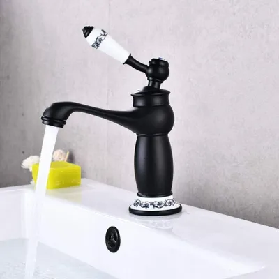 Obrázek produktu pro Retro jednopáková baterie Koupelnová dřezová baterie Mixer Tap Nostalgie Kuchyňská baterie černá