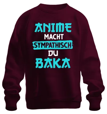Obrázok produktu pre Anime power sympathetic du Baka Otaku Manga Gift Japan Nerd Uni mikina, bordová, 3XL