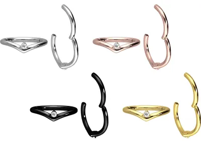 Produktbild von Ohrpiercing, Nasenpiercing, Septum Piercing Chirurgenstahl Segmentring Clicker EINGEFASSTER KRISTALL Schwarz Innendurchmesser: 10 mm