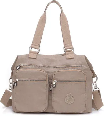 Image de Grand sac à main en nylon beige pour femme