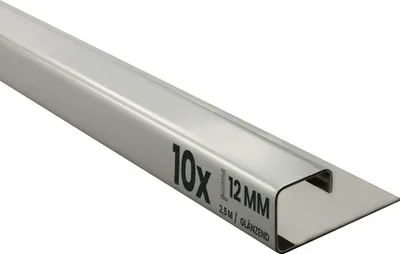 Produktbild von 10x Quadrat Edelstahlschiene Fliesenprofil Fliesenschiene L250cm 12mm glänzend