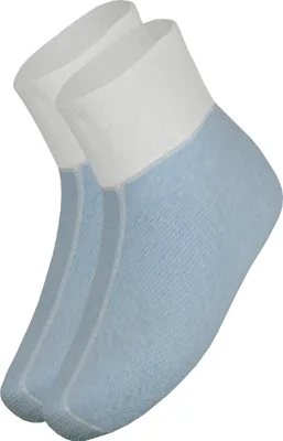 Produktbild von wobera Angora Fußwärmer oder Bettschuhe mit 75% Angora (Gr. 2 (38-42), Farbe: hellblau mit weißem Bündchen)