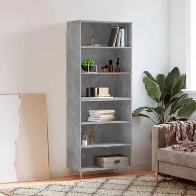 Imagen del producto de Mueble alto vidaXL, color gris hormigón, 69,5 x 32,5 x 180 cm, fabricado en material de madera