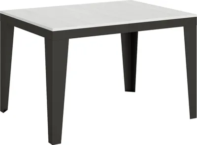 Produktbild von Ausziehbarer Tisch 90 x 120/224 cm, Gestell Flame Evolution, Esche weiß, Anthrazit