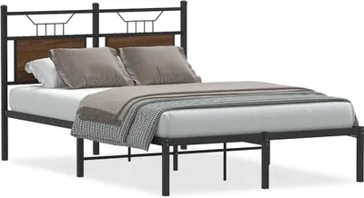 Image de vidaXL Cadre de lit sans matelas Chêne brun 120x190 cm Bois composite