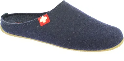 Immagine prodotto di Living Kitzbühel, pantofole in feltro, motivo "Schweizer Kreuz", colore blu notte, taglia EU 36, vestibilità normale