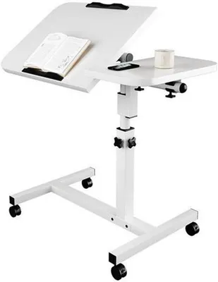Produktbild von Famanu Rolltisch für Laptop mit Höhenverstellung und 360 Grad Rädern - Schwarz