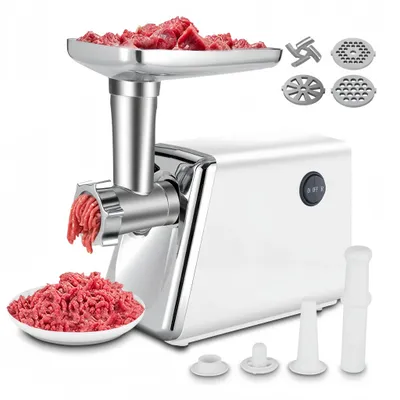 Produktbild von 2800W Elektrischer Fleischwolf, 3in1 Multi Küchenmaschine,Super-intelligenter Wärmeschutz,Wurstmaschine mit 3 Lochscheiben, 4 Kegel-Klingen
