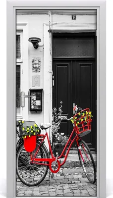 Produktbild von Tulup Türaufkleber 95x205 cm Dekorative Aufkleber Selbstklebend Wasserdichte Tapete Abnehmbar Schlafzimmer Wohnzimmer Wohnkultur - Klebstoff Fahrradstadt