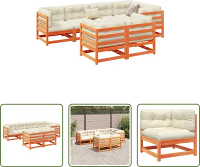 Produktbild von The Living Store 7-tlg. Garten-Sofagarnitur mit Kissen Wachsbraun Kiefernholz