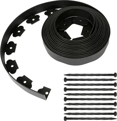 Immagine prodotto di SWANEW bordatura flessibile per prato - 10 metri con 30 chiodi, ideale per bordare il prato, il sentiero o l'aiuola, in pvc