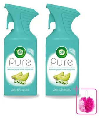 Imagen del producto de 2 aerosoles ambientadores Air Wick Pure, aroma melón y pepino, 250 ml, pack ahorro, 2 unidades