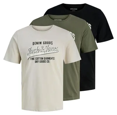 Produktbild von Jack & Jones Ethan Kurzarm-t-shirt 3 Einheiten Schwarz,Grau XL Mann Schwarz,Grau XL
