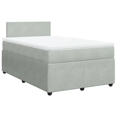 Produktbild von Boxspringbett mit Matratze Hellgrau 120x200 cm Samt