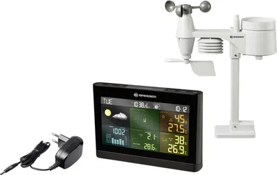 Produktbild von Bresser Optics 7002550CM3000, Schwarz, Grau, Anemometer (Windgeschwindigkeit), Innen-Hygrometer, Innen-Thermometer, Außen-Barometer,..., Kunststoff, 0 - 50 m/s, 20 - 90%, 20 - 90%
