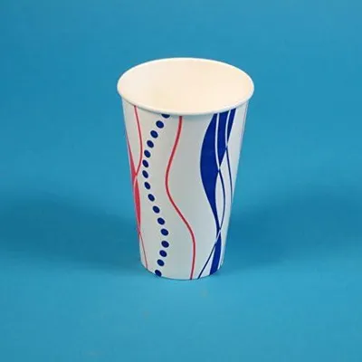 Produktbild von Pappbecher für Kaltgetränke im Retro-Design blau-weiß-rot, 0,2l