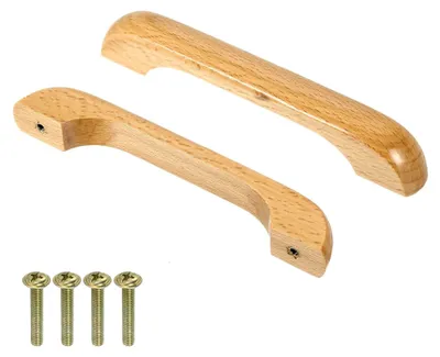 Produktbild von Set aus 2 Holzgriffen für Schubladen 128mm Lochabstand Buchenholz für Möbel