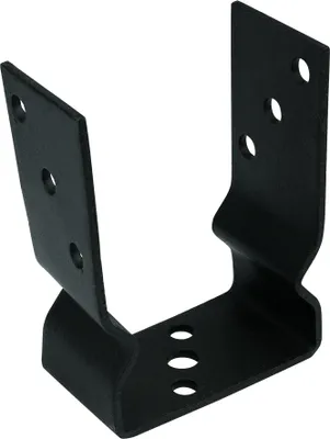 Produktbild von Pfostenhalter mit Rille für 10 x 10 cm Pfosten Schwarz - Pro Stück