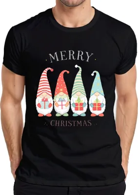 Produktbild von MERRY CHRISTMAS Wichtel Weihnachtswichtel Gnom Geschenke Niedlich Herren T-Shirt, Schwarz, L
