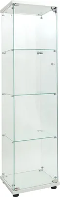 Zdjęcie produktu dla Witryna szklana – pojedyncze drzwi – 4 półki – oświetlenie LED – szkło hartowane – nowoczesny design – biała