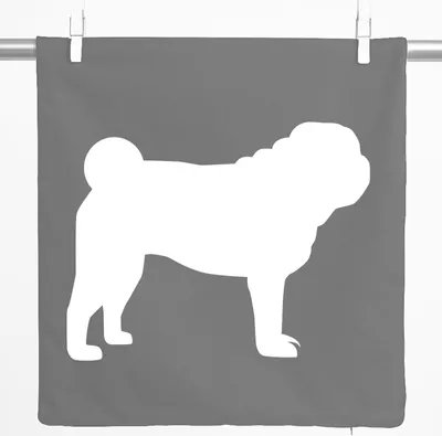 Produktbild von Huuraa Kissenbezug Mops Silhouette 40x40cm Steel Grey Baumwolle Dekokissenbezug Geschenkidee