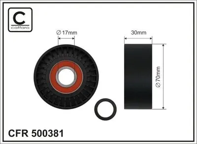 Produktbild von CAFFARO 500381 Spannrolle Keilrippenriemen 70mm für BMW 3 Touring (E91) 3 Limousine (E90) 3 Coupe (E92) 3 Cabrio (E93) 1 Cabrio (E88)