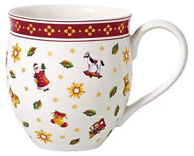Produktbild von Villeroy & Boch Villeroy & Boch Toy's Delight Mug à café avec motifs, 440 ml, Porcelaine Premium, Blanc/Rouge, Eins/Eine(r), 0,44 l, Mehrfarbig, Porzellan, Universal, 1 Stück(e)