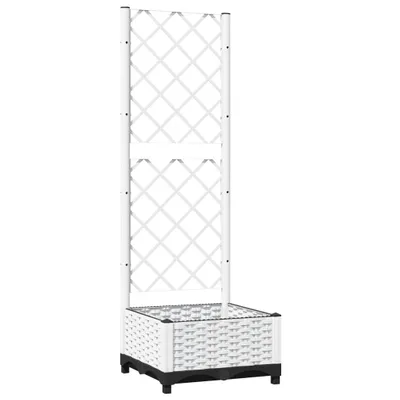 Produktbild von vidaXL Pflanzkübel mit Rankgitter Weiß 40x40x121,5 cm PP
