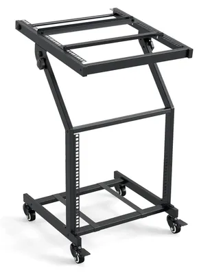 Zdjęcie produktu dla Mobilny wózek rackowy COSTWAY, stojak audio DJ 30 jednostek wysokościowych, stojak kontrolera DJ, stojak hi-fi z regulowanymi poprzeczkami i zamykanymi kółkami