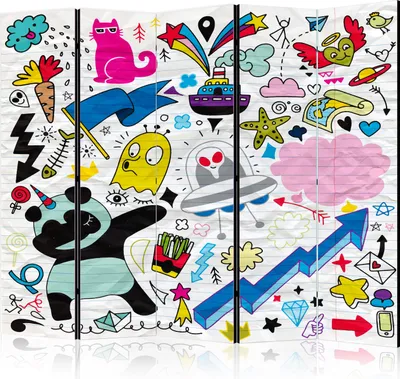 Obrázok produktu pre Jednostranný skladací paraván pre deti 225x172 cm 5-dielny viacfarebný
