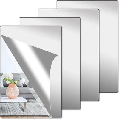 Image de 4 pièces de film miroir miroir mural 20x25cm - miroir acrylique - meubles autocollants - miroir adhésif HD.