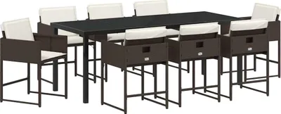 Obrázok produktu pre Záhradný jedálenský set 9 pcs Hnedá polyratan