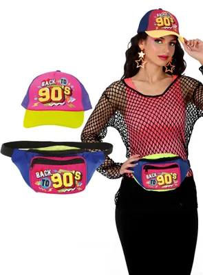 Immagine prodotto di 90S Disco Style Accessori Berretto Cintura Borsa Carnevale Vintage Festa Neon Colorato Festival Outfits 1990S Look, Colore: Multicolore