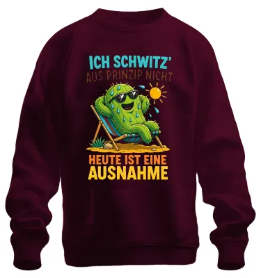 Immagine prodotto di "Ich schwitze per principio" – Felpa con scritta, sarcasmo, colore bordeaux, taglia M