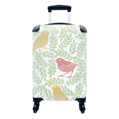 Produktbild von MuchoWow® Koffer Handgepäck Trolley Rollkoffer Kleine Reisekoffer mit 4 Rollen - Vogel - Muster - Pflanzen - Cabin Size < 55x40x23 cm & 55x40x20 cm - Fotokoffer - Kabinenkoffer - Boardgepäck - Reise-Box - Reisekoffer - Reisegepäck - Koffer mit Bild - Trolley für Kinder